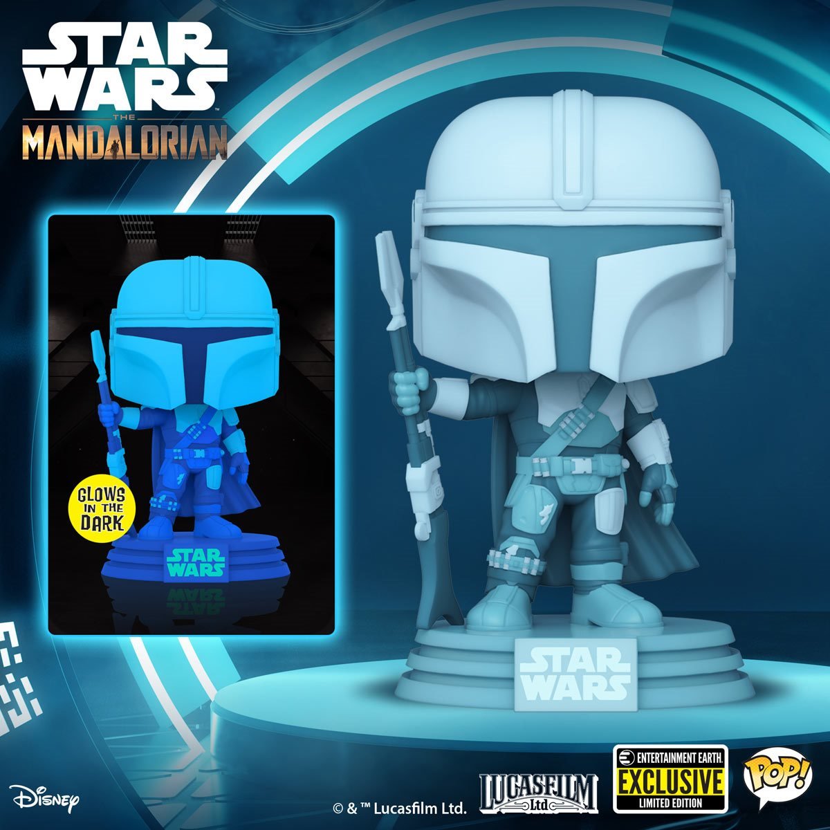 Star Wars: The Mandalorian Hologram Glow-in-the-Dark Pop! Vinyl Figure - Exclusive